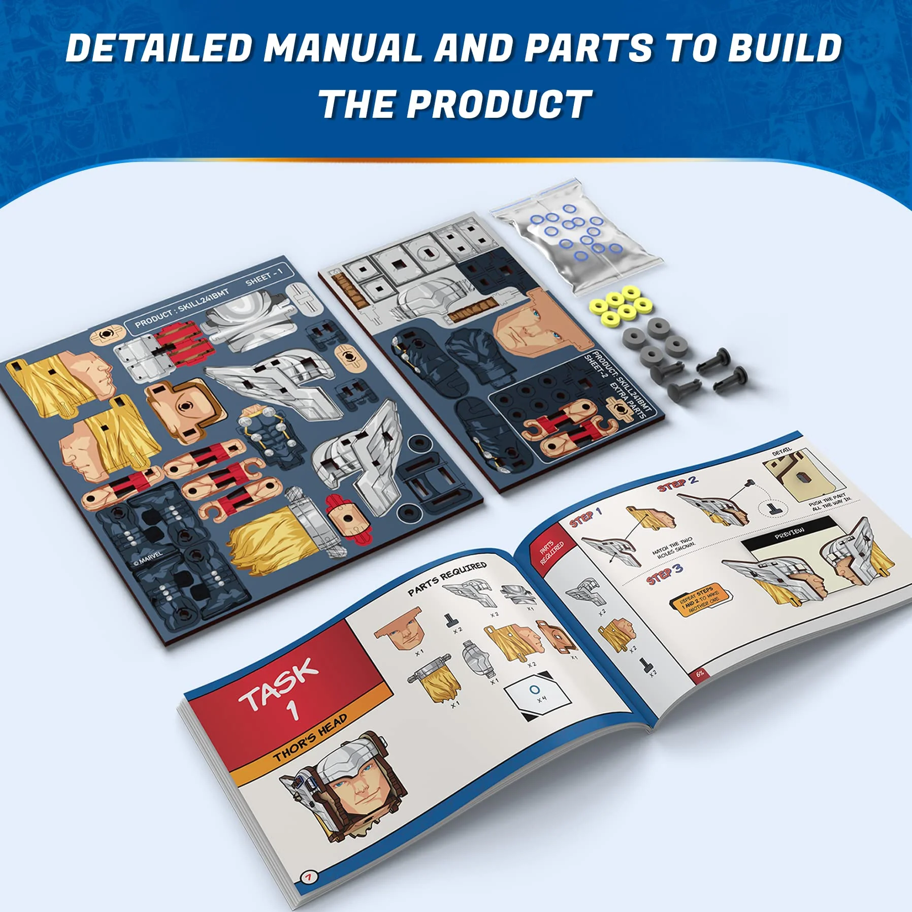 Skillmatics Marvel Stem Building Block Toy - Buildables Thor, Gifts For Ages 8 & Up, Diy Action Toy Figures & Collectibles - Image 4