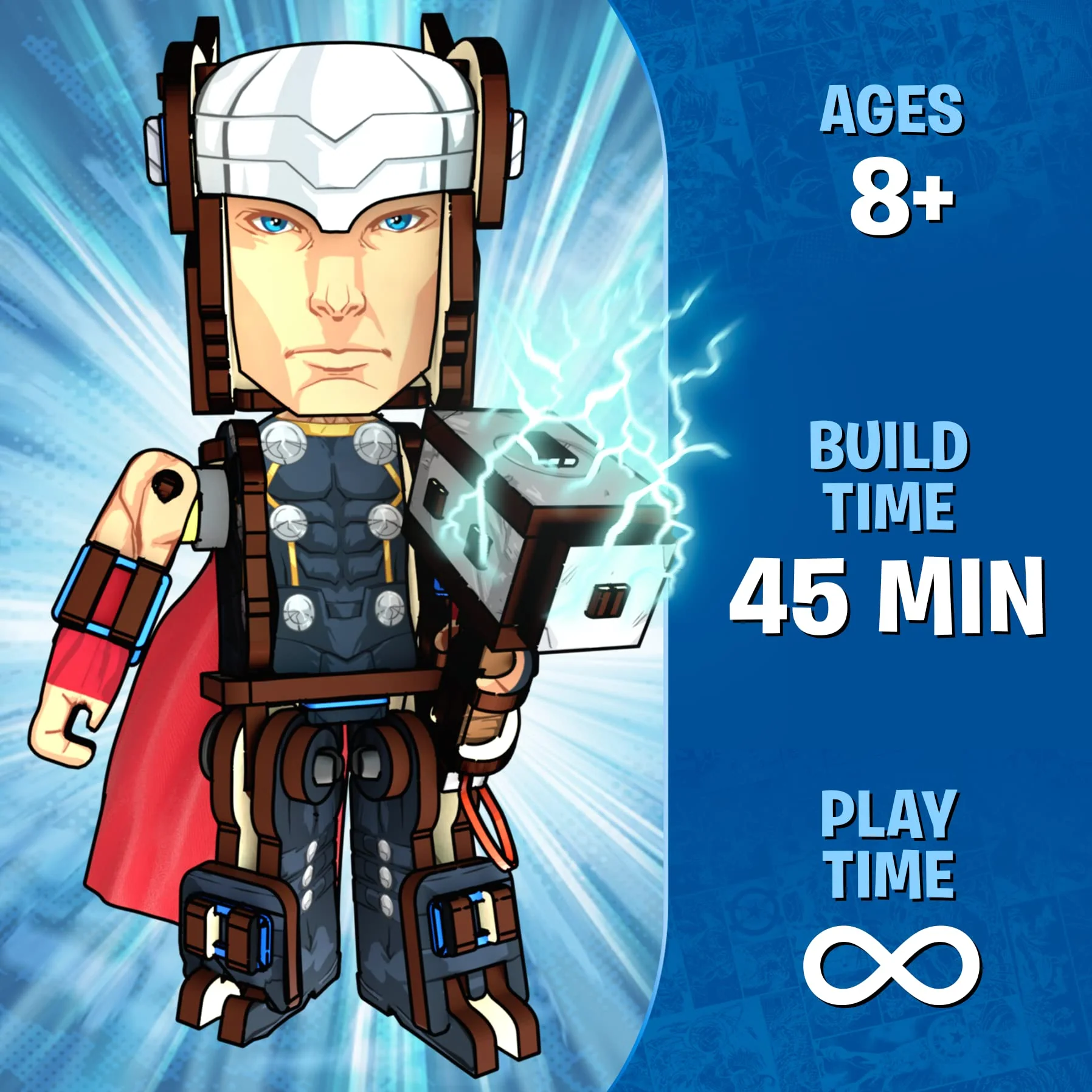 Skillmatics Marvel Stem Building Block Toy - Buildables Thor, Gifts For Ages 8 & Up, Diy Action Toy Figures & Collectibles - Image 5