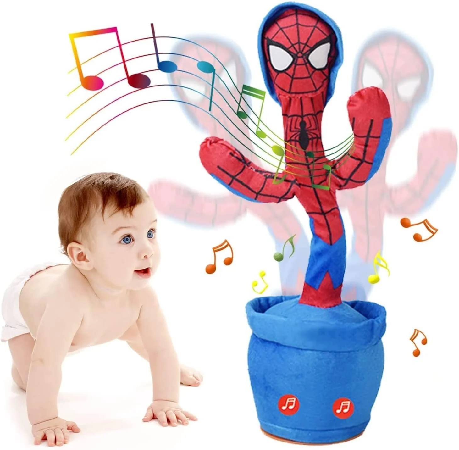 Spiderman Dancing Cactus, Talking Cactus, Plush Cactus Toy, Dance and Repeat Your Voice, with Song, with USB Charging, Dancing Cactus is a Gift for Children