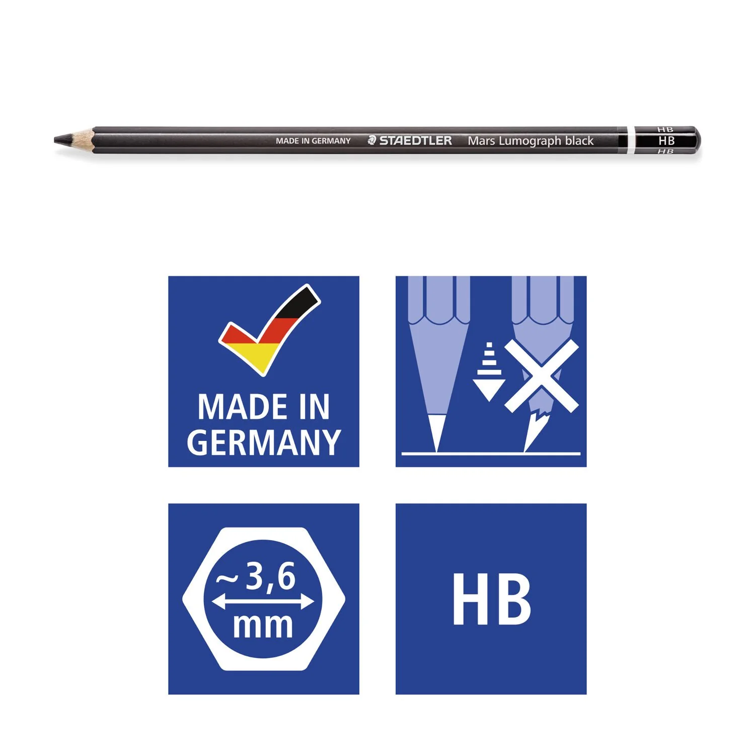 Staedtler Mars Lumograph Black Artists Pencils Set Of 6 - Image 5
