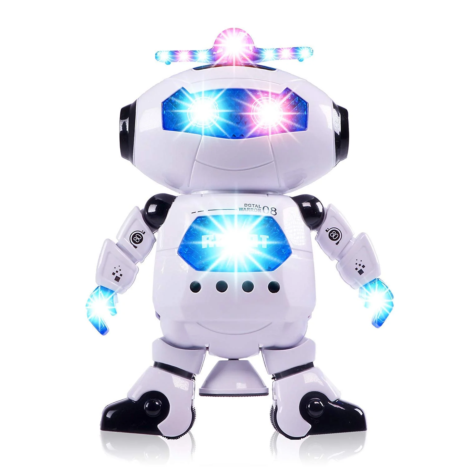 Stylish 360° Rotating Dancing Robot's with Multicolor 3D Lights and Music, Non Toxic Plastic - (White) - Image 4