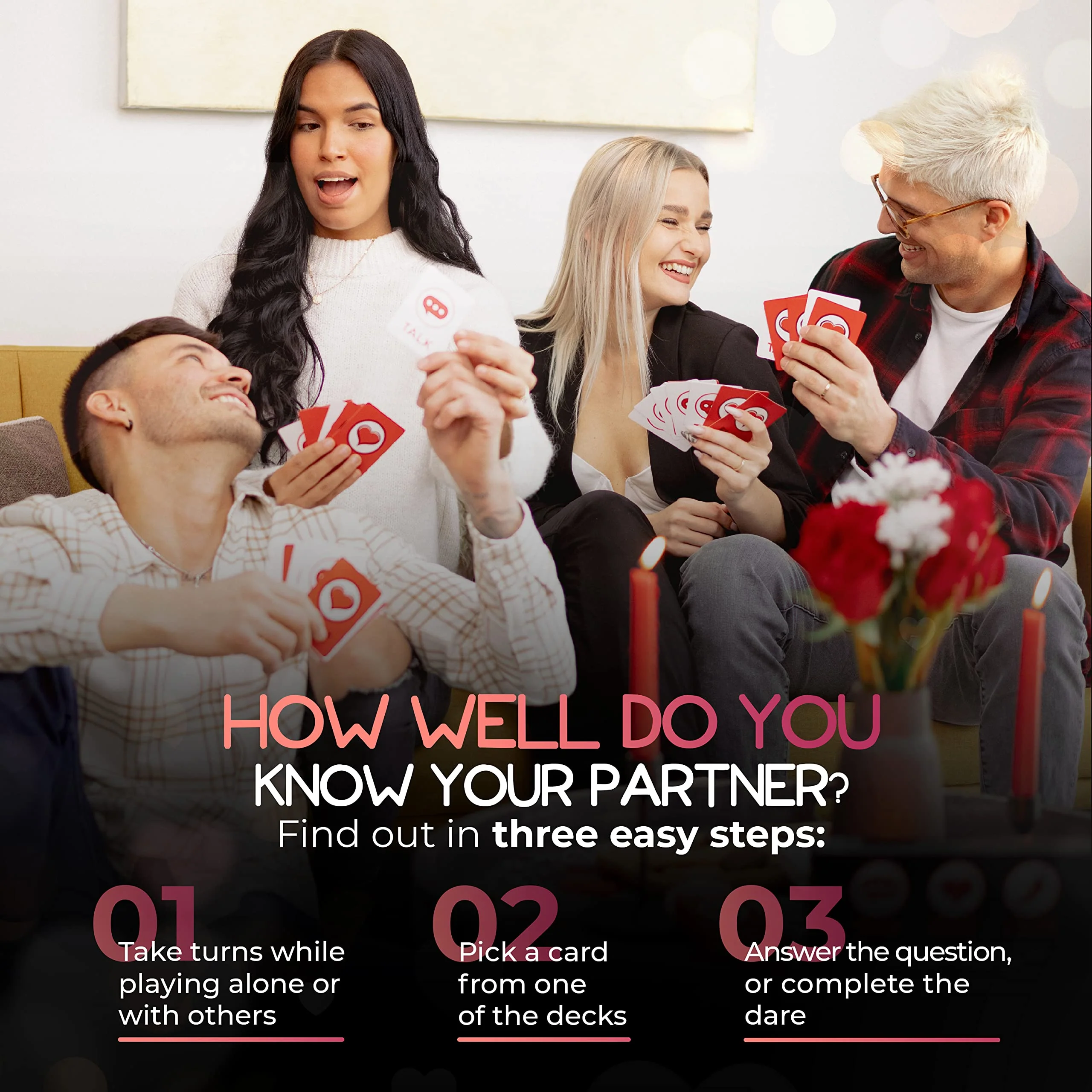 Talk Flirt Dare – Fun and Romantic Couples Game for Date Night Conversation Cards for Couples to Strengthen Relationships - Image 6