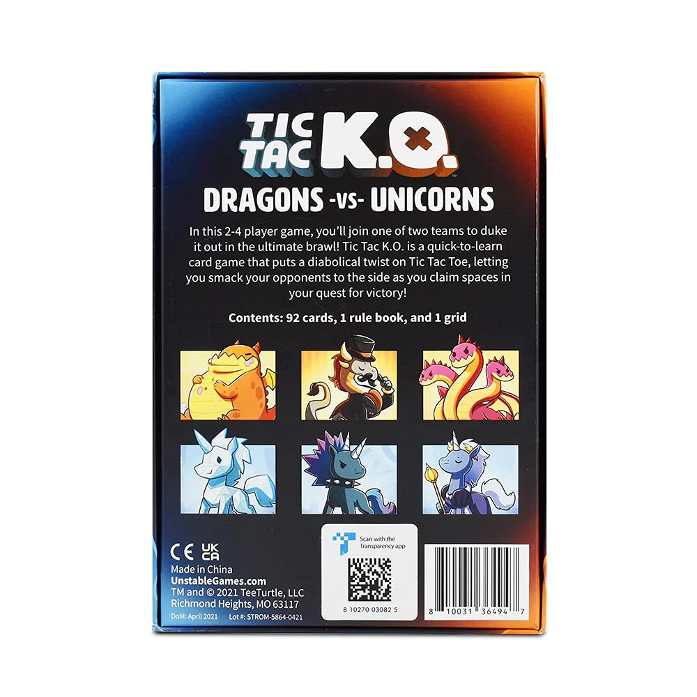 Tic Tac K.O. Dragons vs Unicorns Card Game - Image 2