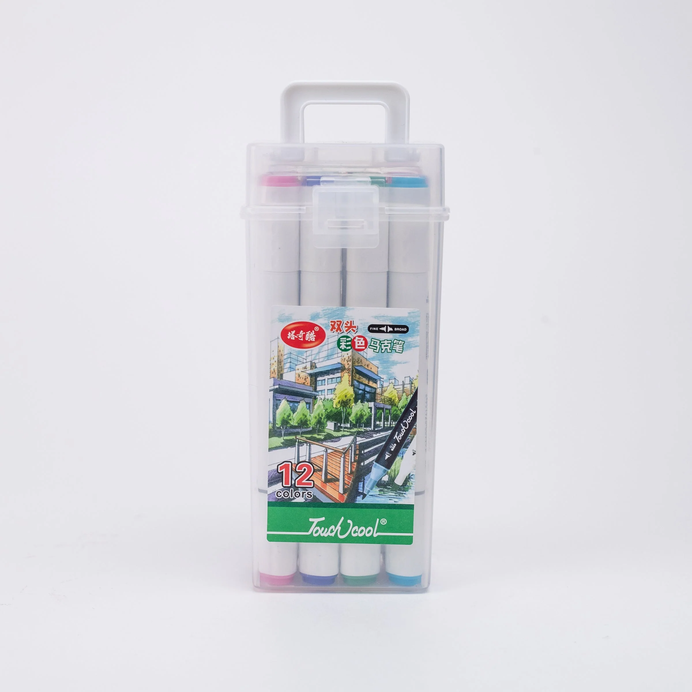 Touch Cool Twin Head Dual Tip Alcohol Based Art Markers Pen for Manga and Impression Sketch Set of 12 Colour Markers