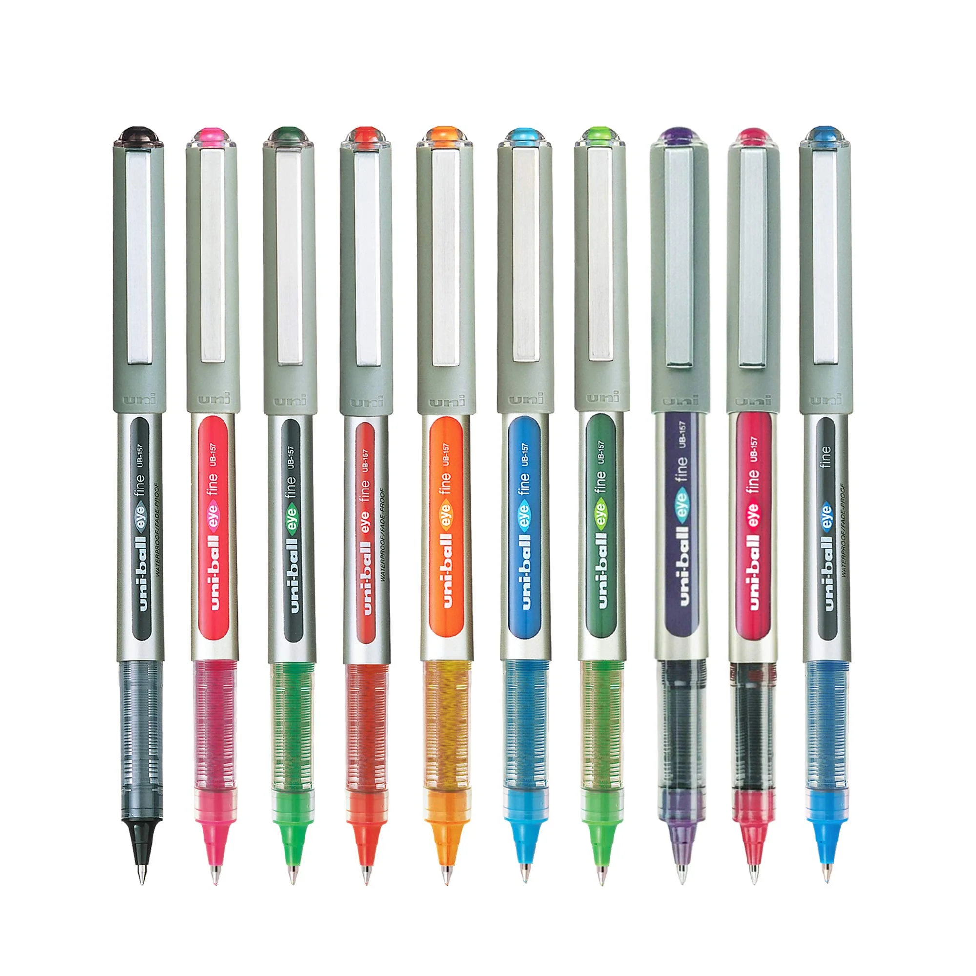 Uniball Eye UB157 0.7mm Roller Ball Pen - Multicolor Ink Set Of 10