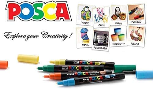 Uniball Posca 3M 0.9-1.3 mm Bullet Shaped Paint Marker Pen | Reversible & Washable Tips | For Rocks Painting, Fabric, Wood, Canvas, Ceramic, Scrapbooking, DIY Crafts | 16 Shades, Pack of 16 - Image 5