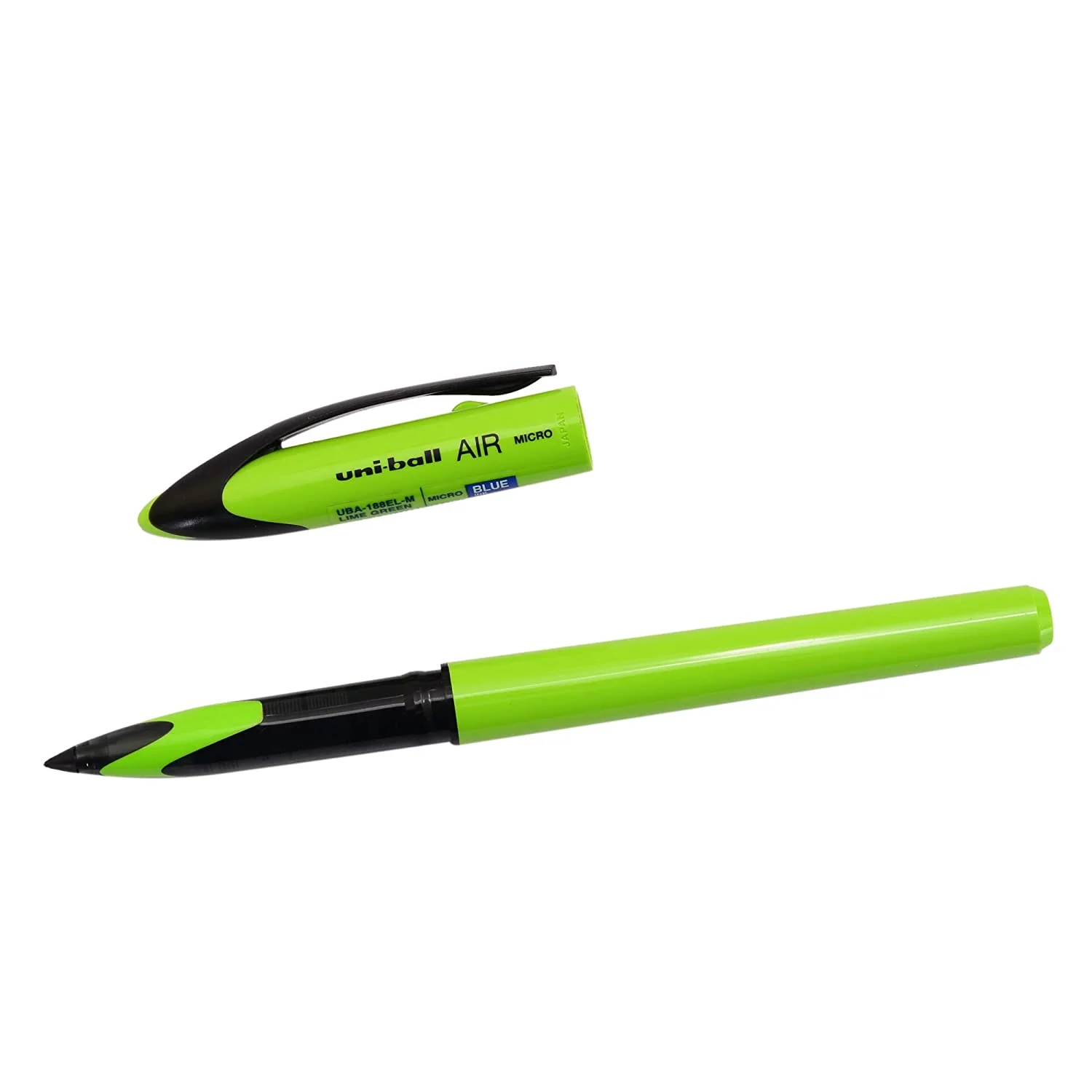 Uniball UBA-188-ELM Air Micro Roller Ball Pen (0.7mm, Lime Green Body, Blue Ink) - Image 3