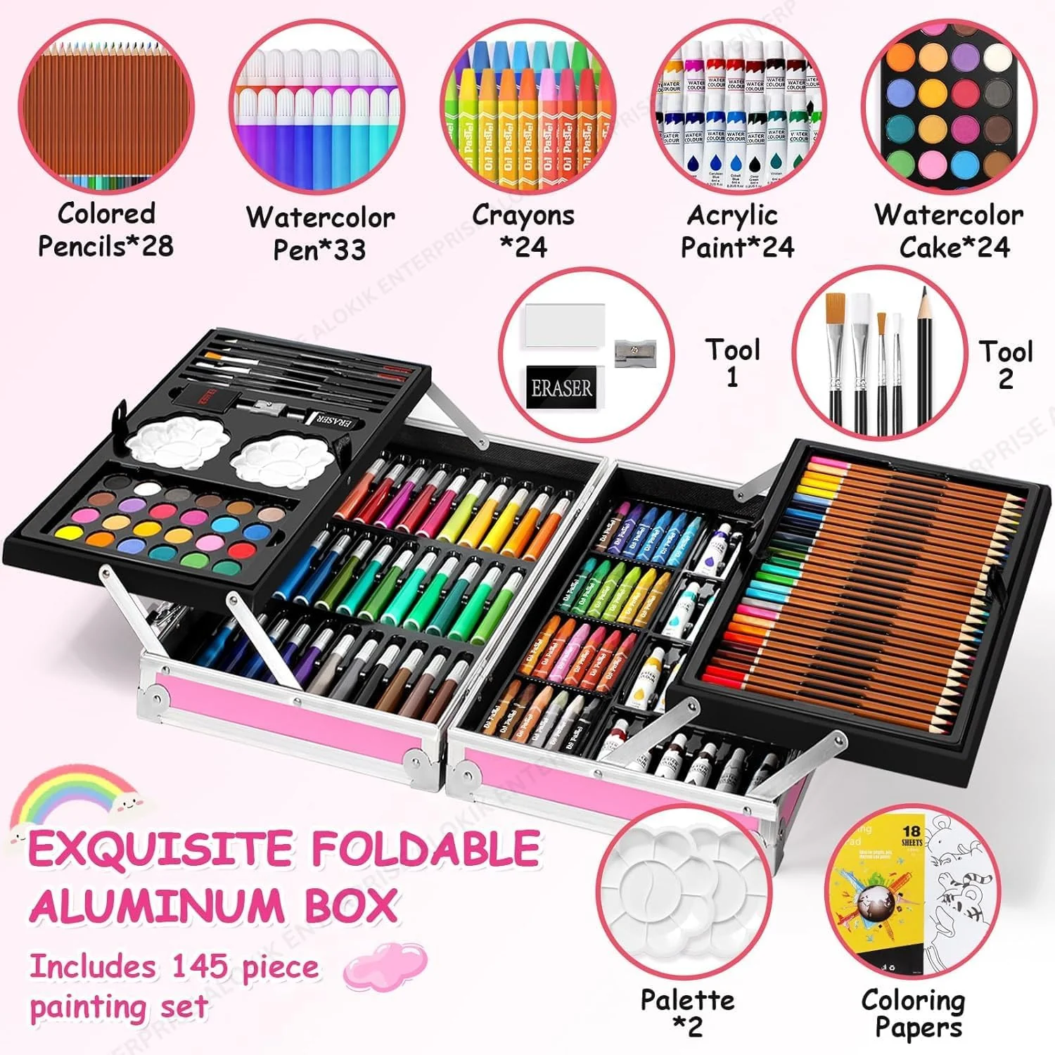 Unicorn Theme 145pcs Art Painting Box for Kids & Adults - Image 4