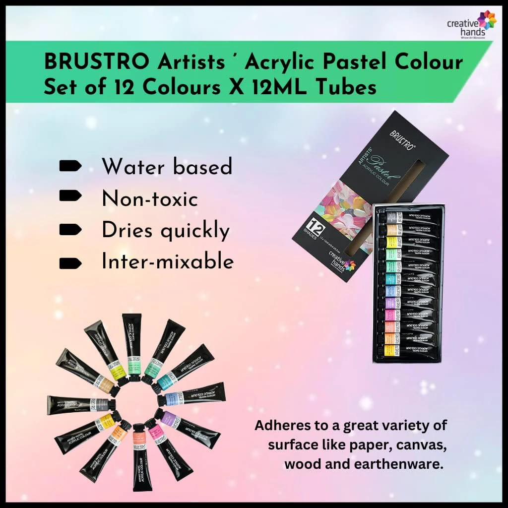 Brustro Artists ’ Acrylic Pastel Colour Set of 12 Colours X 12ML Tubes (Multicolor) - Image 5
