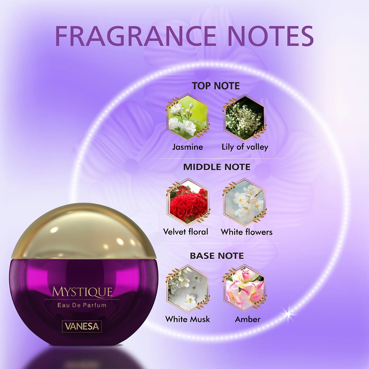 Vanesa Mystique Eau De Parfum Long Lasting Fragrance Perfume Skin Friendly For Women 50 ml - Image 10