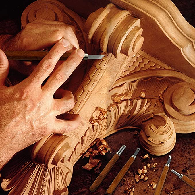 Wood Carving Tool Set of 12 Pc's For Professionals, Carpenters and Hobbyists - Image 3