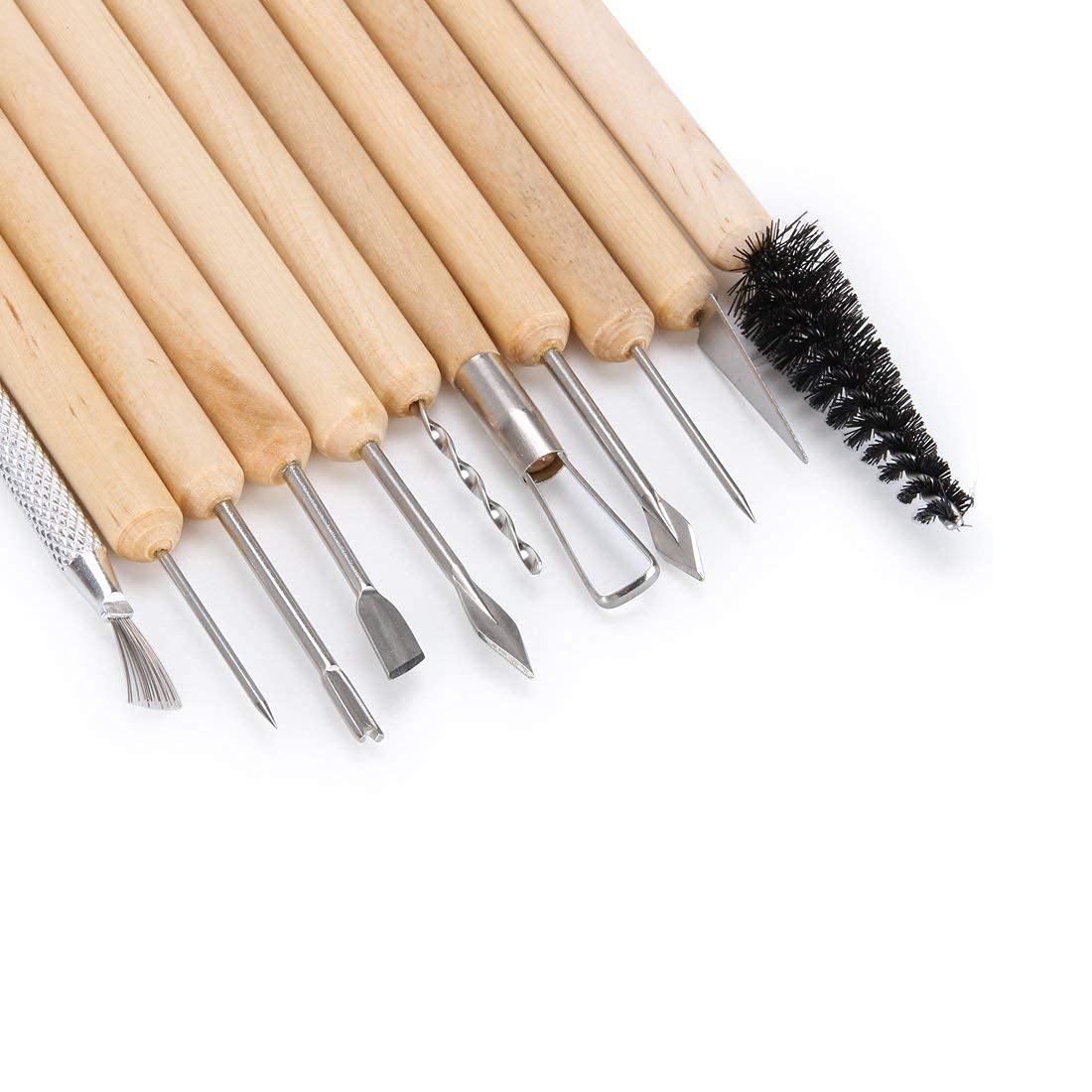 Wooden Handle DIY Sculpting Knife Clay Pottery Carving Tool Set for Modeling Tools & Wooden Sculpture Knife 11 Pc's - Image 3