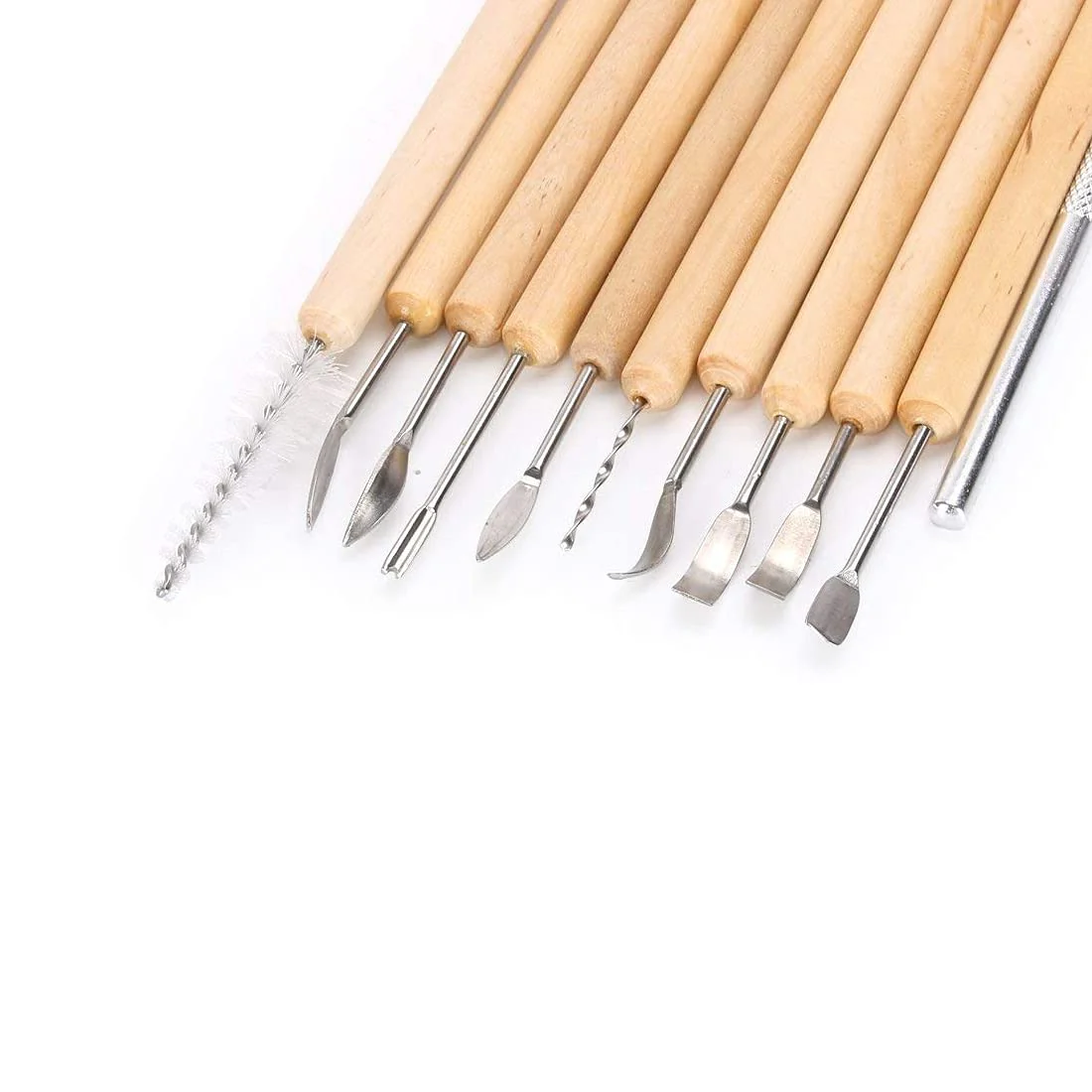 Wooden Handle DIY Sculpting Knife Clay Pottery Carving Tool Set for Modeling Tools & Wooden Sculpture Knife 11 Pc's - Image 4