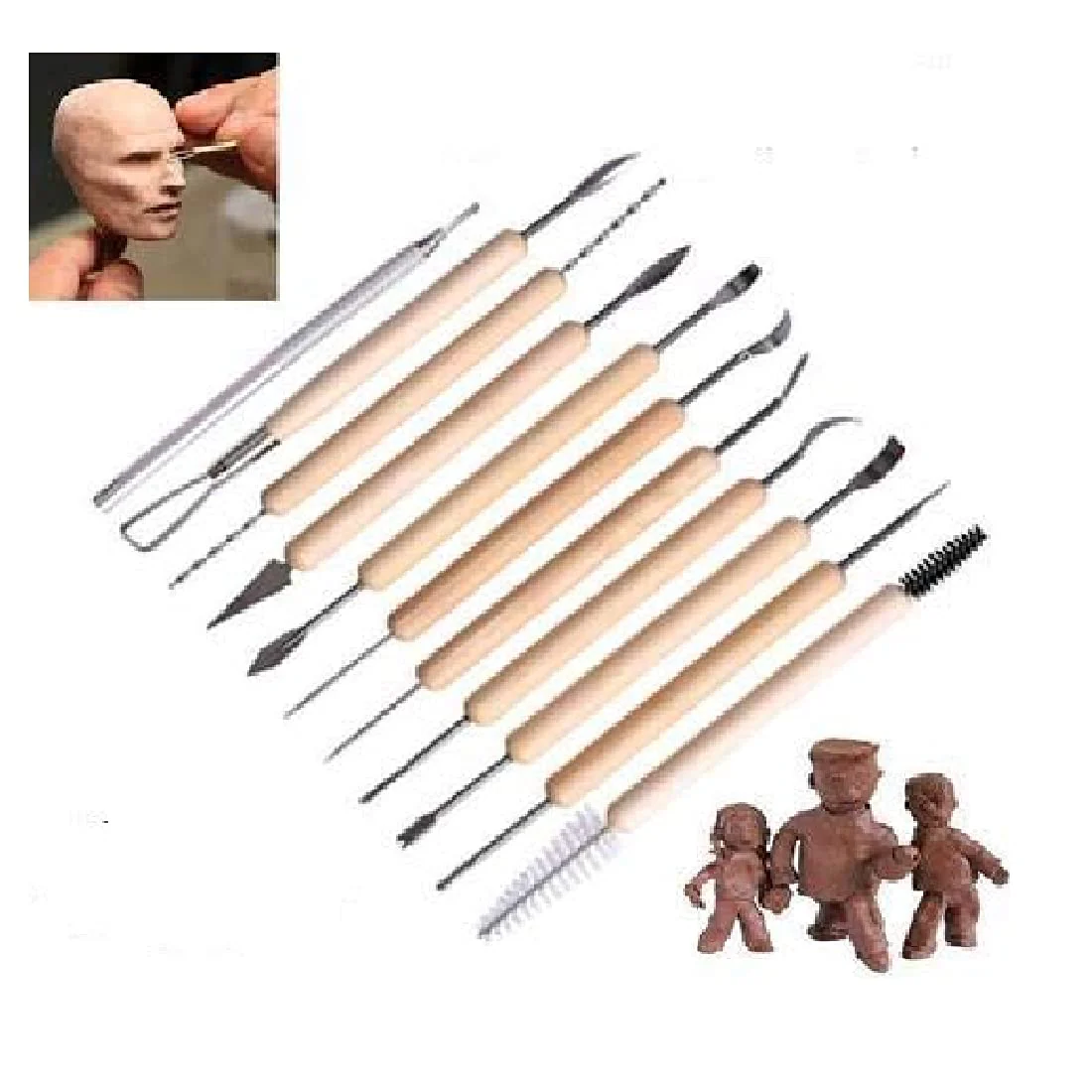 Wooden Handle DIY Sculpting Knife Clay Pottery Carving Tool Set for Modeling Tools & Wooden Sculpture Knife 11 Pc's - Image 5
