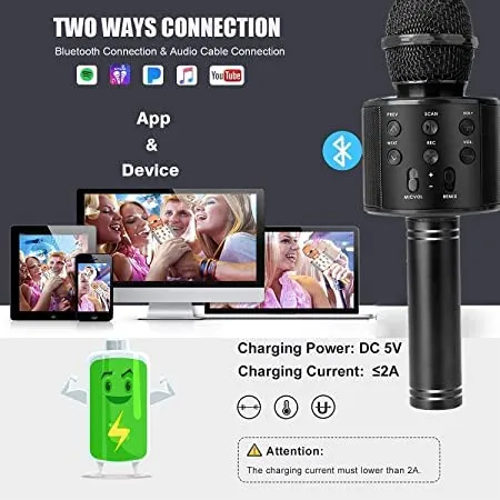 WS-858 Singing Mic Multi-function Bluetooth Karaoke Mic with Microphone Speaker Recording - Image 6