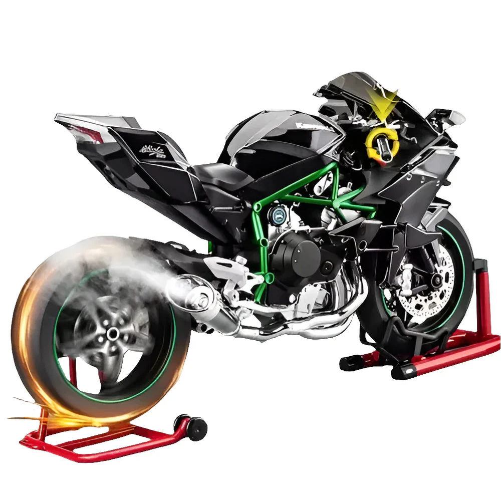 XLG 1/6 Scale Kawasaki Ninja H2R Diecast Motorcycle Model with Display Stand Premium Collector's Die Cast Bike - Image 5