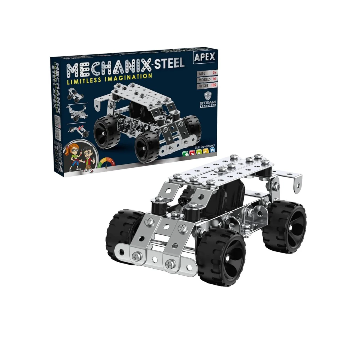 Zephyr Mechanix Steel Apex Engineering System for Creative Kids 155 Pcs Models-14 - Image 2
